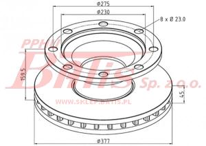 TARCZA peters HAMULCA 377*45*230*160*275 BPW SKH SB3745 peters