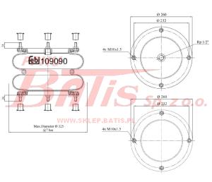 PODUSZKA febi ZAWIESZENIA   12*2 KPL.Z POKRYWAMI//BAŁWANEK///4 SZPILKI// ROZSTAW SZPILEK 232,00MM  /  (12x2 SP1541)    OCHYDUS