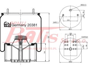 PODUSZKA febi ZAWIESZENIA / 881mb / kpl. z dzwonem metalowy / waga 16,90 kg /
