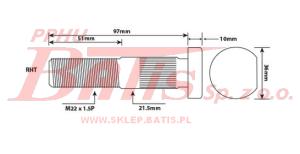 ŚRUBA uc KOŁA NABIJANA M22*1,5/L-106 / ECO-PLUS / 10-12T. universal components