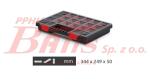 ORGANIZER NARZĘDZIOWY / dł.344 x sz.249 x wys.50 / organizer na drobne przedmioty , przezroczysta pokrywa , regulowane przedziałki / karton 10szt /