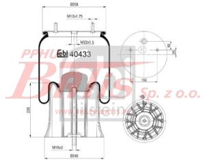 PODUSZKA febi ZAWIESZENIA KPL. DZWON  PLASTIKOWY / 2xM12x1,75 SZPILKI   WOLT M22x1,5 / rozstaw  szpilek 150 mm / DZWON  M16x2 /   SAF 2626V / INTEGRAL / waga 8,75 kg /