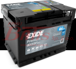 AKUMULATOR exide 12V 64AH EXIDE 640A EN L- PREMIUM 242X175X190 EXIDE EA640  / Długość [mm]: 242 / Szerokość [mm]: 175 / Wysokość [mm]: 190 /