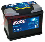 AKUMULATOR exide 12V 62AH EXIDE 540A EN L- 242X175X190 EXIDE EB620 / Długość [mm]: 242 / Szerokość [mm]: 175 / Wysokość [mm]: 190 /