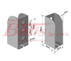 KIESZEN sls DESKI STELAŻA NACZEPY 3 OTWORY / wymiary 30*50*90 mm / otwory fi 7 / grubość ścianek 2 mm /