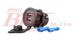 ŁADOWARKA amio / USB DO ZABUDOWY 2xUSB / 12-24V  / wodoodporna /