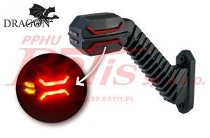 LAMPA horpol /lewa OBRYSOWA 'DRAGON' LED 12-24V / potrójna / wysięgnik długi; ukośny / giętka /