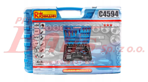 KPL NARZĘDZI richmann 1/2'-1/4' / 94 elementy / walizka niebieska / klucze nasadowe / zawartość w notatce /