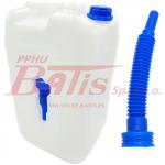 BAŃKA 20L Z KORKIEM i LEJKIEM / bezbarwna / slim / wnęka na lejek /                    KANISTER KARNISTER BAŃKA 20L   / 5L - 102213/ lejek do bańki - 3000560 /