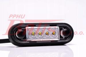 LAMPA fristom /biała 'DARK' OBRYSOWA LED 12-36V / długa; 8 diod / z wiązką elektryczną 0,15m / z podkładką na karoserię i orurowanie / opakowanie 10szt. /