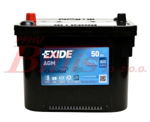 AKUMULATOR exide 12V 50Ah/800A AGM / start&stop / L+ biegun standardowy / 260x173x206; B7 / 18,00kg