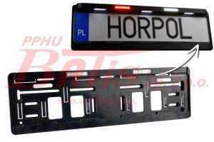 RAMKA horpol LED DO TABLICY REJESTRACYJNEJ 12-24V / 3w1 - białe światło oświetlające tablicę + światło cofania i przeciwmgielne / przewód: 4x0,75mm2; o długości: 1,5m / IP68 / HOR160 /