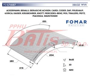 KPL.OKŁADZIN fomar H-CA N0M. Z NITAMI 200*420 SAF/8 OTWORÓW W OKŁADZINIE .W kpl.są nity 8*15-64 szt