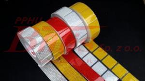 TAŚMA horpol / czerwona ODBLASKOWA   / przerywana na plandekę /