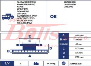 TARCZA fomar HAMULCA 430*45*203*131*235 NEOPLAN CITYLINER/EUROLINER BOVA/KASSBOHRER SETRA/SOLARIS  PRZEDNIA/TYLNA