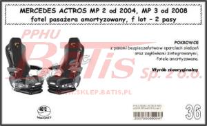 POKROWCE SIEDZEŃ MERCEDES ACTROS MP2 OD 2004, MP3 OD 2008 ATEGO, AXOR OD 1997 1 1 2 PASY FOTEL LOTNICZY
