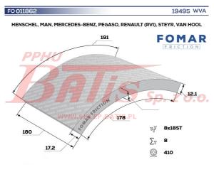 KPL.OKŁADZIN fomar H-CA NAD. 2 183*414  MERCEDES/MAN