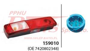 LAMPA vignal / lewa TYLNA 7-SEGMENTOWA LC9 / RVI; VOLVO / z podświetleniem tablicy / złącze AMP / klosz: 104417 / druga strona: 104416 / druga strona z sygnałem dźwiękowym: 043508 / opakowanie 6szt. /