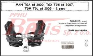 POKROWCE FOTELA MAN TGA od 2000,TGX TGS od 2007,TGM TGL od 2005, 2 pasy(FOTELE lot)  niebieski welur