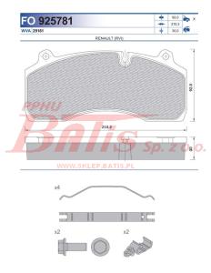 KPL.KLOCKÓW fomar HAMULCOWYCH 29181 29147 211*94 RVI MIDLUM DXI PRZEDNIE/TYLNE DO ZACISKÓW HALDEX DB19/ VOLVO / GIGANT fomar