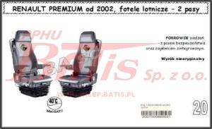 POKROWCE FOTELA RENAULT PREMIUM OD 2002 (fotele lotnicze, 2 pasy)