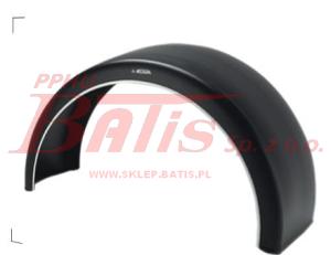 BŁOTNIK TYLNY NACZEPY PEŁNY z białym paskiem    B(szerokość)455,  L(łuk) 2090,  R(promień)685,  S(podstawa)1350,  H(wysokość)655 astromal